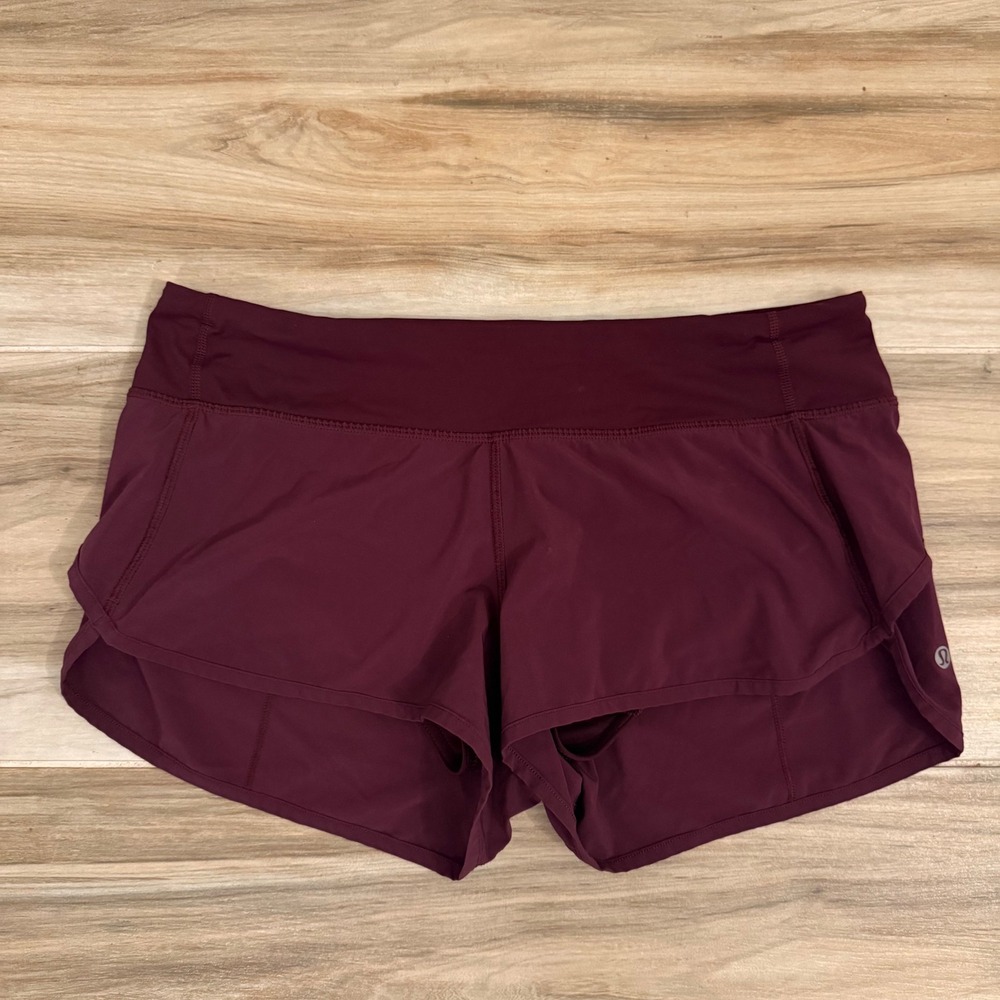 Lululemon Speed Up Low Rise Running Shorts Burgundy Maroon Size 8